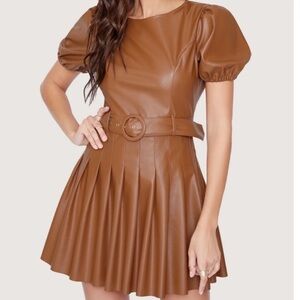 Lost + Wander Faux Leather Dress with belt